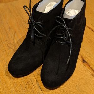 NEW Black Suede Booties w/ Wedge Heel